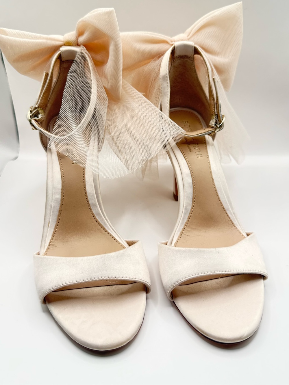White Satin Bridal Heels - Elegant Ankle Strap